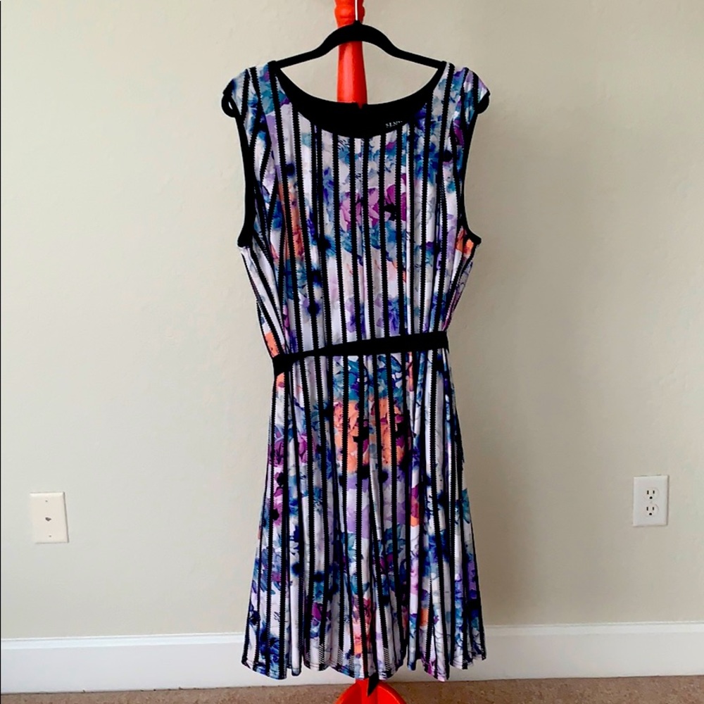 SLNY Blue Floral Dress